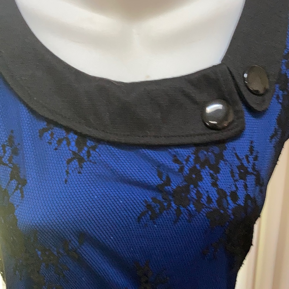 Sleeve long dress blue with black lace overlay - Picture 2 of 3